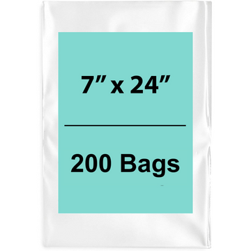 7X24 inches Clear Flat Poly Bags 1.5Mil Open Top (LDPE)